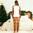 thumbnail image 2 of Puyaiuu Women's Christmas Long Sleeve Shirts Set Casual Crewneck Vintage Red Green Plaid Print Tee Shirt Pullover Fall Tops Dailywear Holiday PJs with Top and Pants Gift, 2 of 5