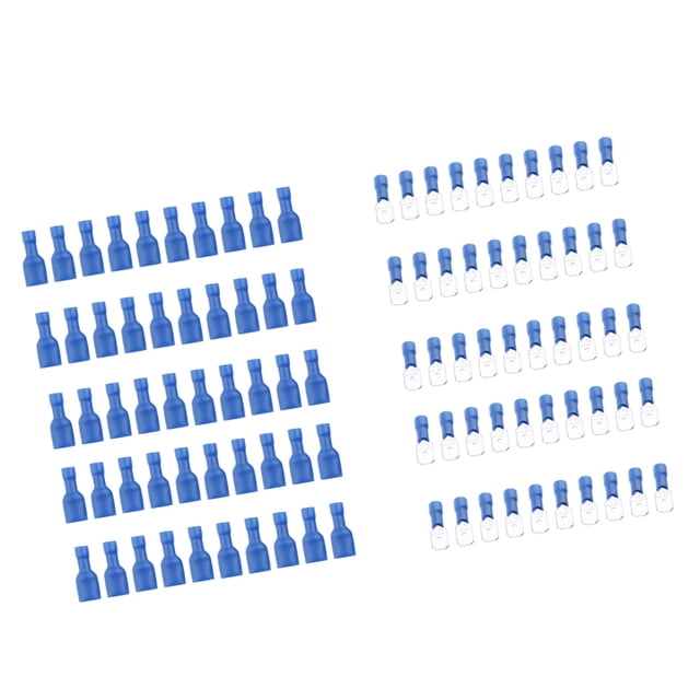 Los Terminales De La Del Alambre Eléctrico Del Coche 100pcs Aislaron Los Conectores De La Encrespadura Azules Baoblaze Kit de terminal de pala femenina masculina