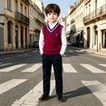 thumbnail image 6 of KAUOD School Uniform Sweaters for Boy Girl Striped V Neck Sweater Vest Y2K Sleeveless Cute Knitted Top Back to School Pullover, 6 of 6