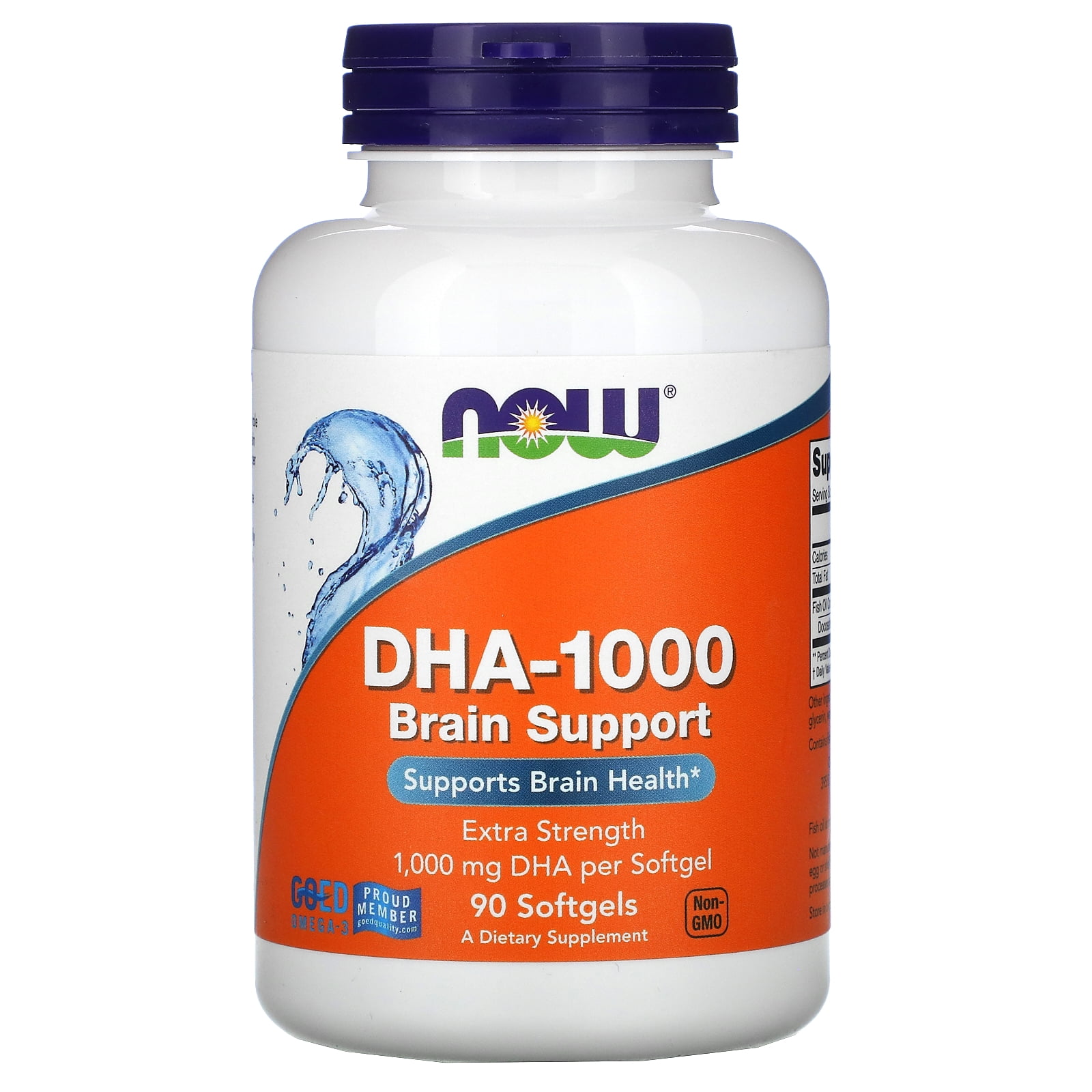 Now Foods DHA1000 Brain Support, Extra Strength, 1,000 mg, 90 Softgels