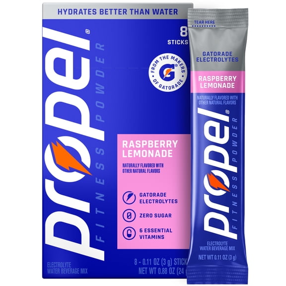 Propel Zero Sugar Raspberry Lemonade, On the Go Packs, Electrolyte Powder Drink Mix, 0.11 oz, 8 Count packets