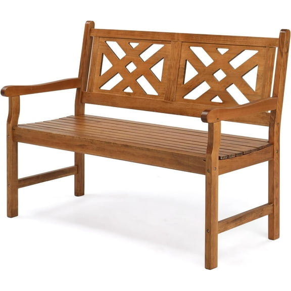 VINGLI Outdoor Bench Porch Bench, 47" Garden Bench Outdoor Wood Bench Patio Bench Entryway Bench for Yard Park, 800lb Capacity