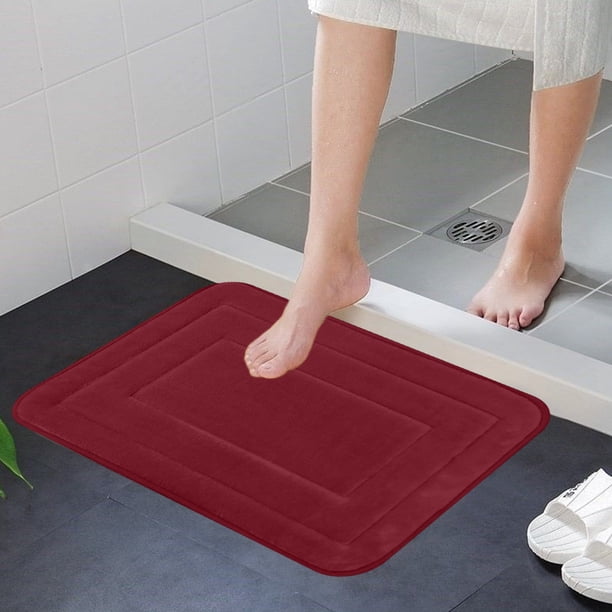 Alfombra de baño antideslizante | Microfibra ultrasuave y absorbente | Lavable a máquina para baño, ducha y cocina | 40 x 60 cm (gris, rojo y marrón)