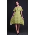 thumbnail image 2 of Bimba Robe à Volants Imprimée Teinture sur Nœuds Verte pour Femmes Épaules Dénudées - Moyen, 2 of 6
