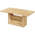 thumbnail image 2 of LAZZO 63.3" Rectangular Dining Table for 6 People, Modern Farmhouse Kitchen Table with 2-Tier Storage Shelf, Fluted Wood Table, Oak, 2 of 9