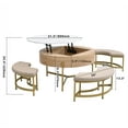 thumbnail image 2 of Harper & Bright Designs Round Lift-Top Coffee Table with Ottomans and Storage, Gold Center Table Set with Stools Underneath for Living Room, White & Natural, 2 of 18