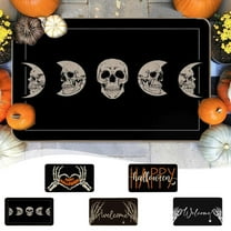 CASAFUN Happy Halloween Rugs Bedside Carpet Black Cute Spooky Skeleton Door Mat,Dirt Resistants Floor Mat Welcome Mat,Non Slip Halloween Decor for Hallway Bedroom Bathroom Living Room