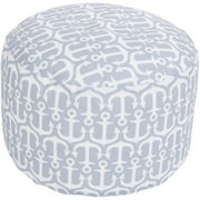 Surya Rug Round Ivory Pouf - Ivory Ash Gray - 20 x 13 in.