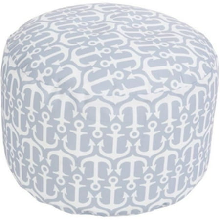 Surya Rug Round Ivory Pouf - Ivory Ash Gray - 20 x 13 in.