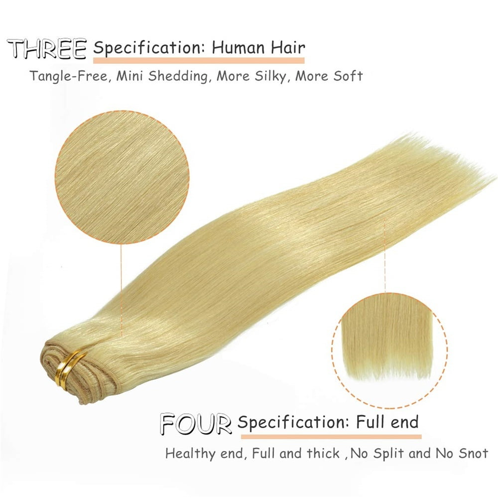 Clip in Hair Extensions Real Human Hair, #613 Blonde Straight Hair Clip in Extensions 10-26 Inch Brazilian Remy Hair Extensions Clip ins 8Pcs 120g