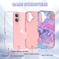 thumbnail image 2 of CASEFIV for iPhone 16 Plus Case,Marble Pattern 3 in 1 Heavy Duty Shockproof Rugged Hard PC+Soft Silicone Drop Protective Girls Women Cover,Light Purple, 2 of 6