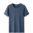 thumbnail image 4 of MIXUE Shirts For Men Summer Ice Silk Solid Color Round Neck Short Sleeve Breathable Loose Fit Casual Tops Pullover Tshirts Outwear,Blue,XXL, 4 of 4