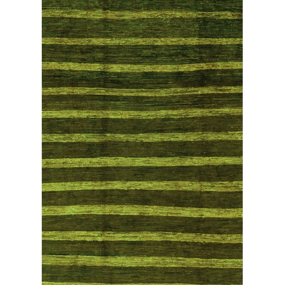 Ahgly Company Indoor Rectangle Abstract Green Modern Area Rugs, 2' x 4'