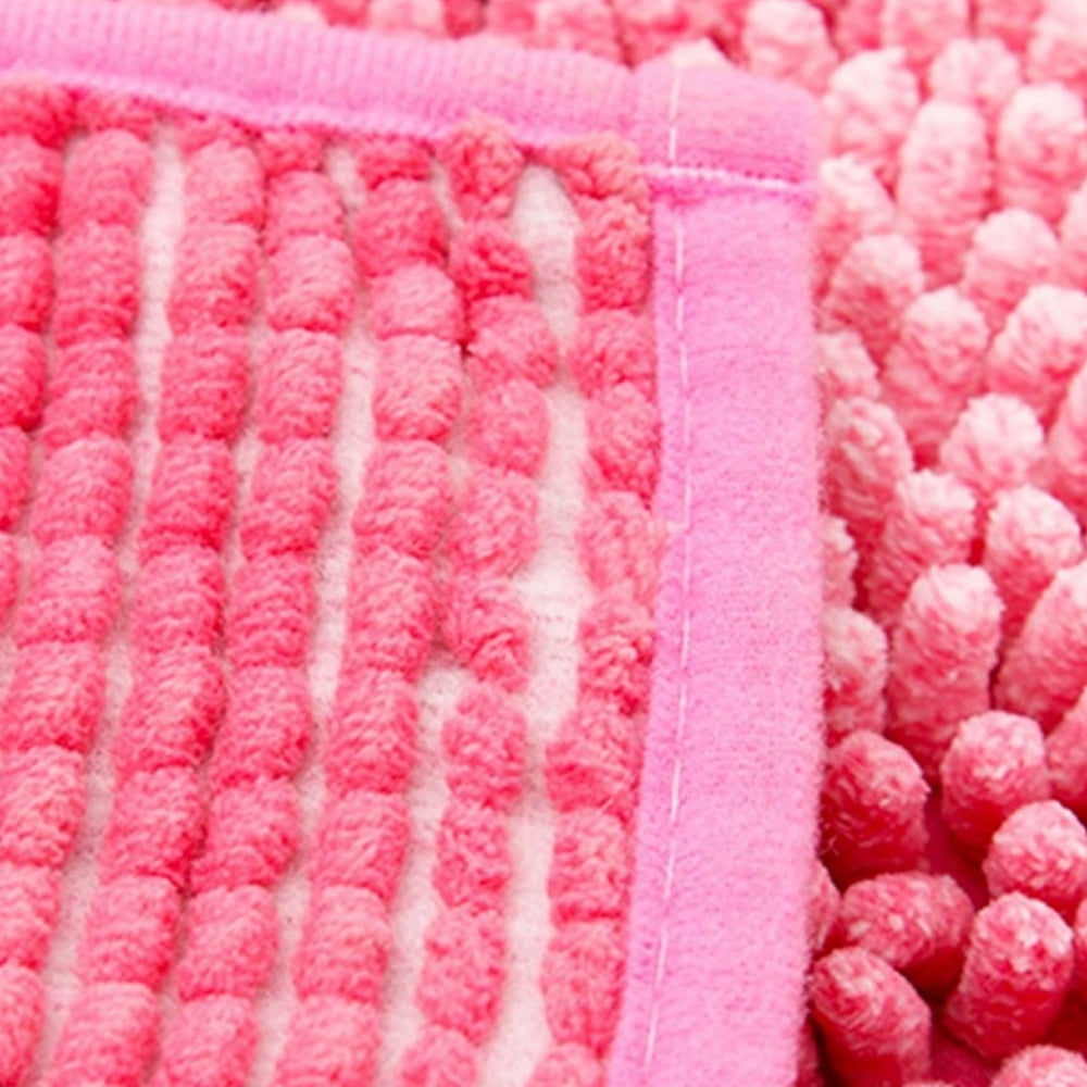 Soft Bathroom Rug 32" x 20" Non-Slip Absorbent Water Pink Chenille Furry Bath Mats Rugs for Bathtub Shower Room