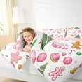 thumbnail image 4 of jejeloiu Cartoon Gingerbread Man Queen Comforter Set,Chic Christmas Tree Bedding Sets,Xmas Theme Dessert Candy Cane Bedding Comforter Set For Girl Kids,Breathable Home Decor Reversible,3 Pieces, 4 of 8