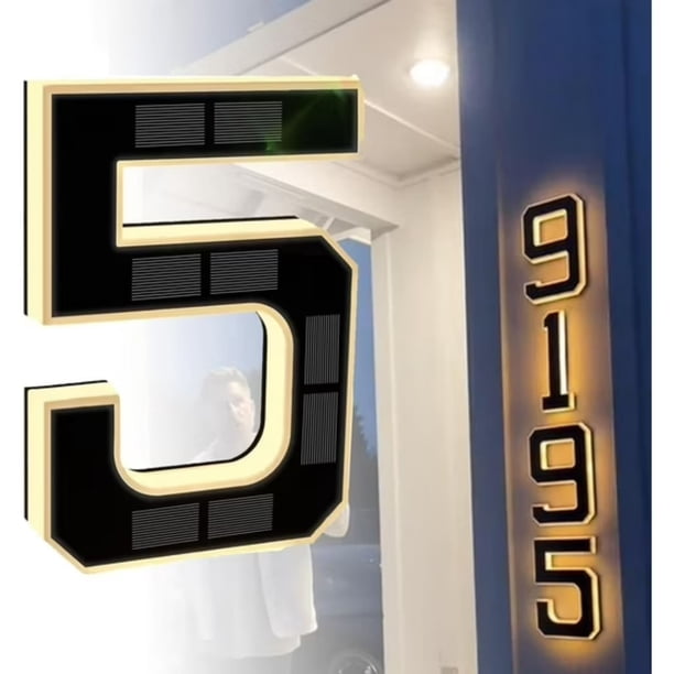 Solar-powered Digital Doorplate Waterproof LED Address Number Sign