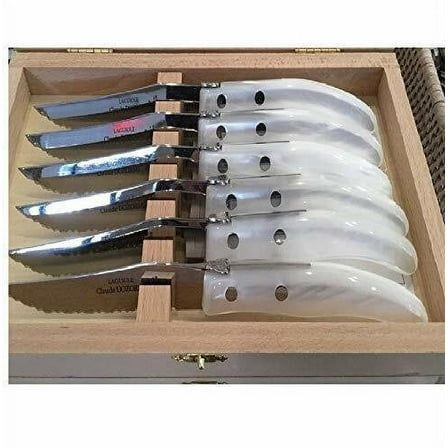 Claude Dozorme Berlingot Steak Knives Set of 6 White Boxed