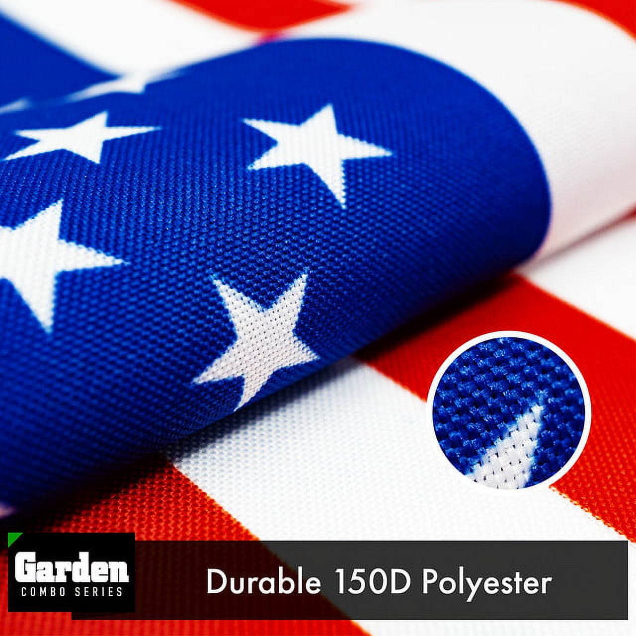 G128 Combo Pack: Garden Flag Stand Black 36x16IN & Garden Flag USA America Flag 12x18IN