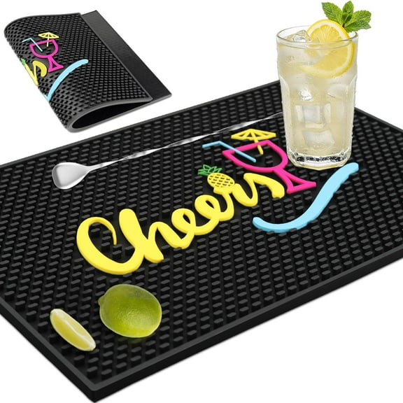 Cheers Thick Rubber Non Slip 12 Inch x 18 Inch Countertop Bar Mat