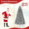 thumbnail image 3 of Gymax 7 FT Pre-Lit Artificial Christmas Tree Silver Tinsel Hinged Xmas Tree, 3 of 10