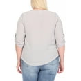 thumbnail image 3 of Women's Plus Size Casual Round Neck Top with Button Tab Sleeve, 3 of 6