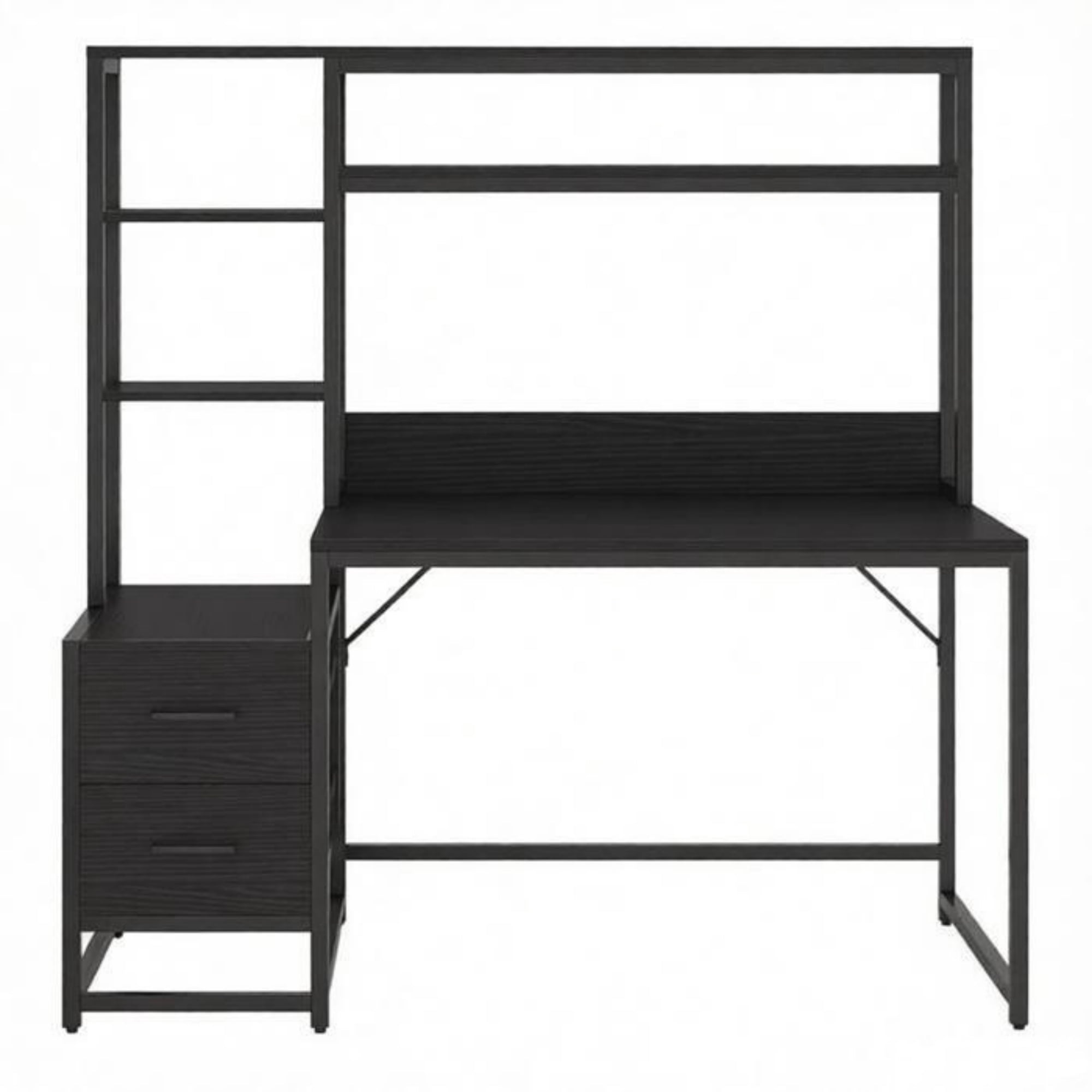 55 Inch Rustic Computer Desk with Drawers and Storage Shelves Home Office