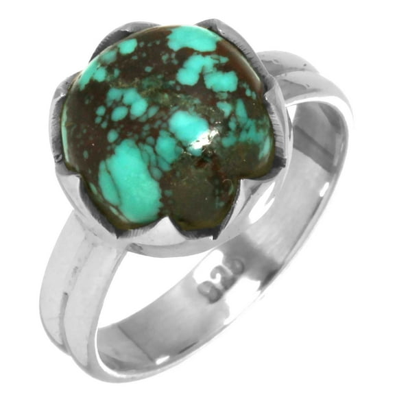 Genuine Turquoise Ring Solid 925 Sterling Silver Unique Jewelry