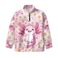 thumbnail image 4 of Uorisanigo Girls Oversized Sweatshirts Daisy Axolotl Half Zip Pullover Sweatshirt Casual Long Sleeve Pullover Top Fall Fashion Outfits Clothes Quarter Zip Hoodies Athletic Tops, 4 of 7