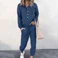 thumbnail image 2 of Itsame Tops and Pants Activewear Set Womens Sweatsuits 2pcs Sets Long Sleeved Solid Color Round Neck Casual Set Navy Size XL, 2 of 7