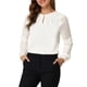 thumbnail image 5 of INSPIRAR CHIC Blusa de gasa para mujer con cuello de ojal, mangas de patchwork, elegante top de trabajo S blanco, 5 of 8