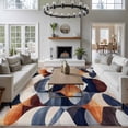 thumbnail image 3 of 5'x8' Area Rugs, Navy Blue Burnt Orange Indoor Outdoor Area Rug for Living Room Bedroom, Retro Geometric Abstract Washable Bathroom Rugs Kitchen Floor Carpet Mats Home Decor Aesthetic, 3 of 8
