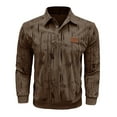 thumbnail image 4 of Long Sleeve Workout Top Men Solid Button Half Cardigan Flip Collar Leather Label, 4 of 8