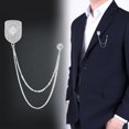 thumbnail image 3 of Mens Brooch Shield Chain Brooch Suit Pin Badge Chains Brooch Chain Collar Mens Brooch Lapel Pin Suit Accessories Men, 3 of 5