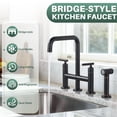 thumbnail image 5 of WOWOW Brass Double Handle Bridge Kitchen Faucet, Deck Mount Kitchen Sink Faucet with Side Sprayer, 5 of 9