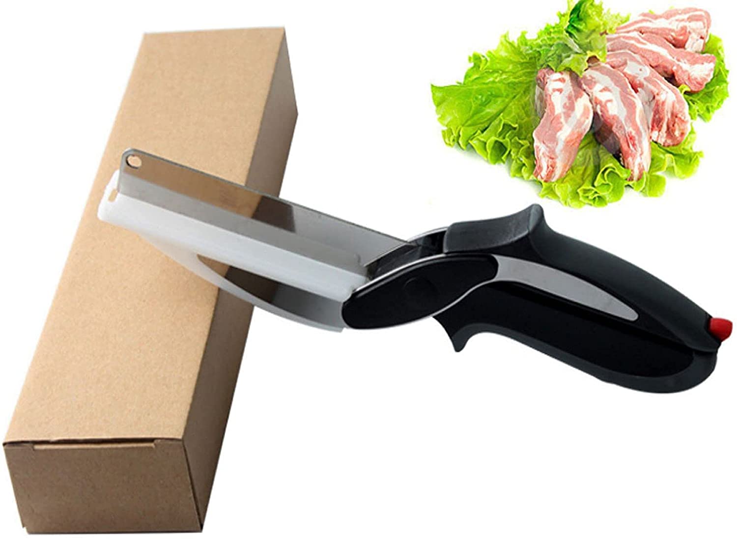 Food Cutter Kitchen Scissors, Salad Chopper Vegetable Cutter with Built
