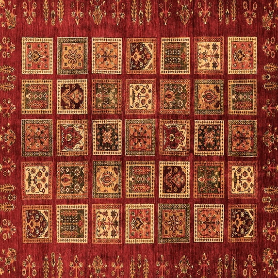 Ahgly Company Indoor Square Abstract Orange Modern Area Rugs, 8' Square