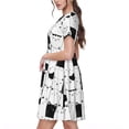 thumbnail image 2 of Easygdp Doodle Cute Cat para Vestido Transpirable de Mujer, Vestido Suelto de Manga Corta con Pliegues y Bolsillos para el Verano, 2 of 6