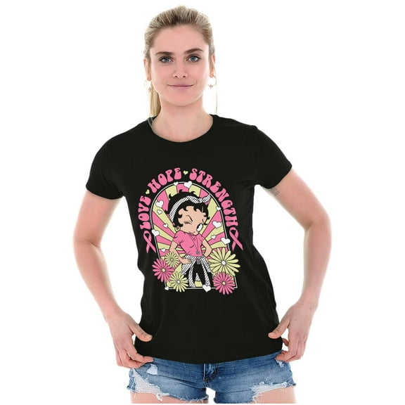 Betty Boop Breast Cancer Positivity Women's T Shirt Ladies Tee Brisco Brands S