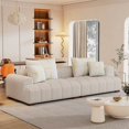 thumbnail image 2 of 103.9" Modern Cloud Modular Sofa with 4 Pillows, Comfy Corduroy Fabric Sofa with Rubber Wood Legs, 4-Seater Sectional Sofa Couch Set for Living Room Bedroom Office Apartment, Beige, 2 of 7