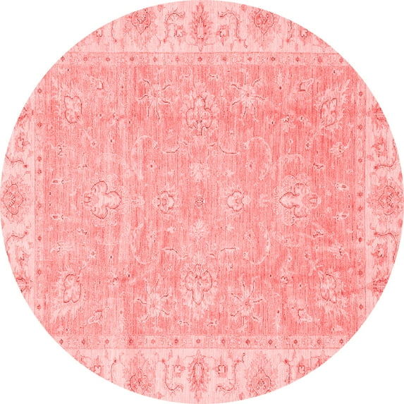 Ahgly Company Machine Washable Indoor Round Oriental Red Traditional Area Rugs, 3' Round