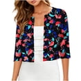 thumbnail image 3 of Gamivast Cropped Cardigan for Women Floral 3/4 Sleeve Open Front Bolero Shrugs Lightweight Dress Cover Up Elegant Casual Outerwear Tops for Spring Summer Vacation, 3 of 7