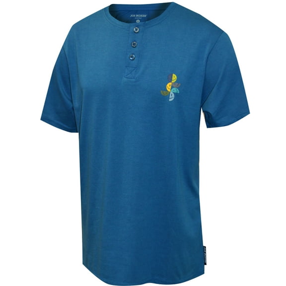 Joe Boxer Mens Joe Boxer Loungewear Geo Licky Blue Short Sleeve Henley (Small)
