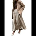 thumbnail image 3 of Faldas para Mujer, Cintura Alta, Elegantes, Midi, de Satén Caqui M, 3 of 9