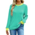 thumbnail image 4 of Fantaslook Striped Long Sleeve Shirts for Women Crewneck Tunic Tops Color Block Blouses Fall Pullover, 4 of 8