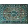 thumbnail image 1 of Ahgly Company Indoor Rectangle Medallion Light Blue Traditional Area Rugs, 8' x 10', 1 of 4