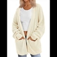 thumbnail image 2 of Cárdigan Extragrande de Punto Suave para Mujer con Bolsillos Albaricoque XXL, 2 of 6
