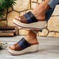 thumbnail image 5 of Dakaela Women's Wedge Sandals 2.76 Inch Platform Espadrille Heels Color Block Open Toe Strappy Slip on Casual Summer Slide Shoes Size 6, 5 of 8