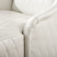 thumbnail image 6 of Mid-Century Modern High Back Faux Leather Accent Chair, Diamond Tufted Wingback Chair with Birch Wood Legs for Living Room Office Apartment, 6 of 16