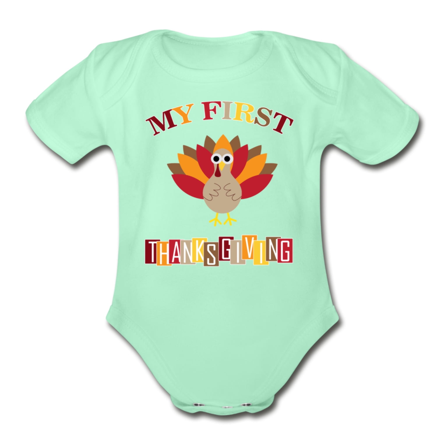 My First ThanksGiving (Turkey) - Organic Short Sleeve Baby Bodysuit