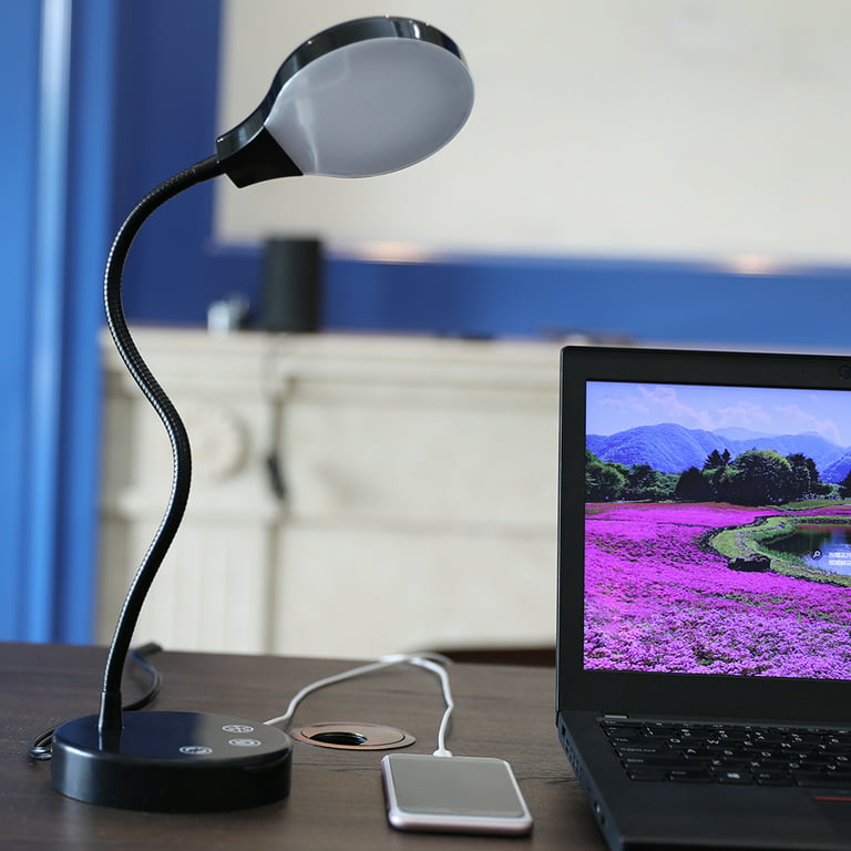 Port, Mainstays Lamp LED Black Watt Dimmable Desk with USB 3.5